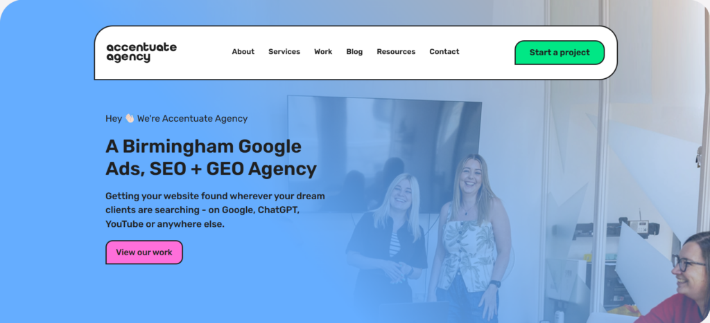 Accentuate Agency homepage