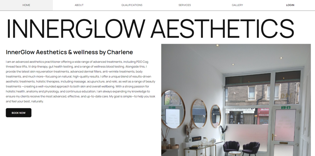 innerglow aesthetics homepage